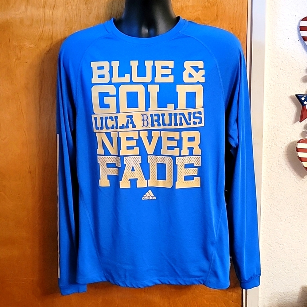 Adidas Climalite UCLA‎ Blue and Gold Never Fade Long Sleeve Shirt Size Small